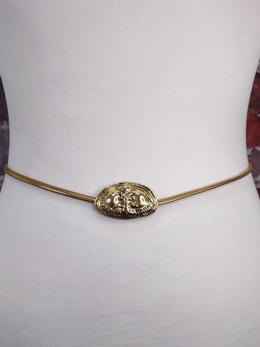 Vintage Accessocraft Gold Medallion Snake Chain Belt